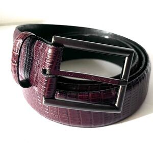 Remo Tulliani brown Italian calfskin leather belt men’s size 44 embossed